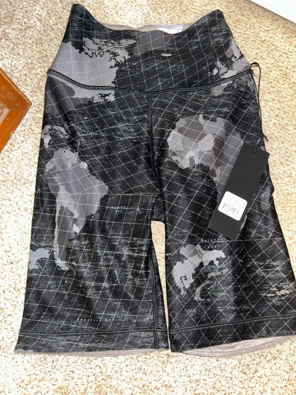 NWT Wear it to Heart World Map Print High-Waist Biker Shorts — Black &  Sz XS